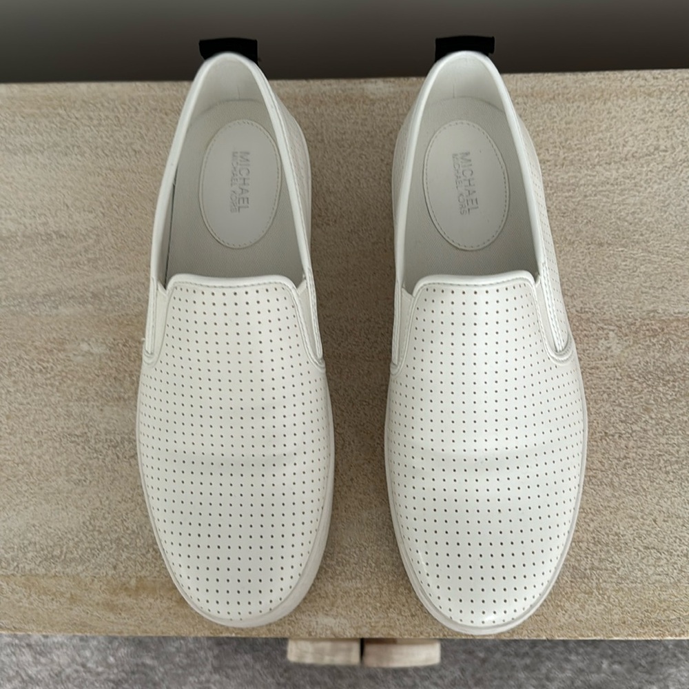 MICHAEL KORS Teddi Slip On Sneakers Shoes  Color: White  Size: 8